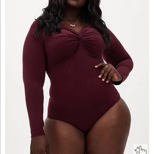 Torrid 3X Burgundy Twist-front Bodysuit